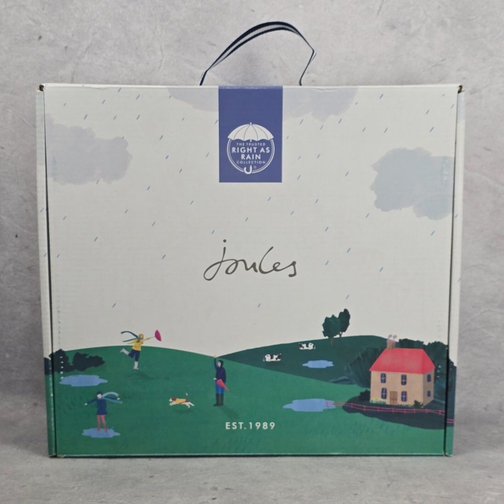 New Joules Rain Boots Mid Calf Molly Welly Navy Stripes Flowers Size US: 6 UK: 4 - Picture 15 of 15